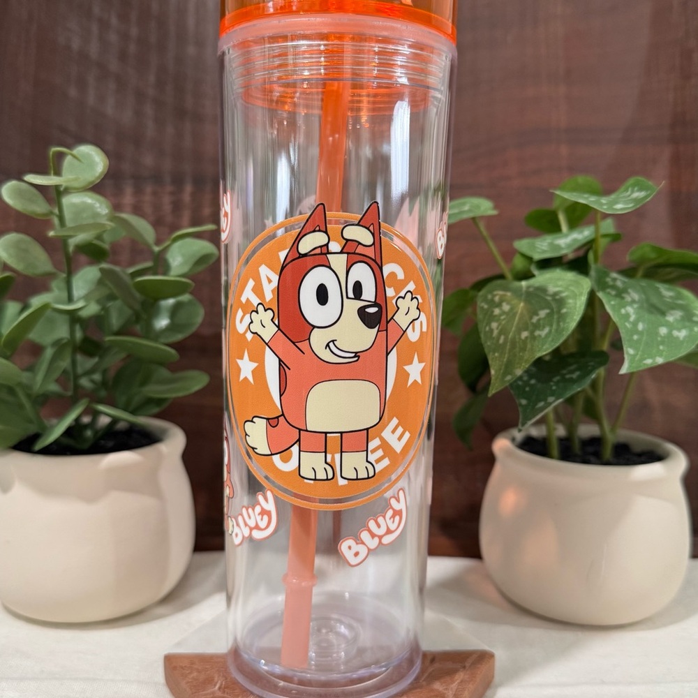 Bluey Bingo Orange Tumbler with Straw